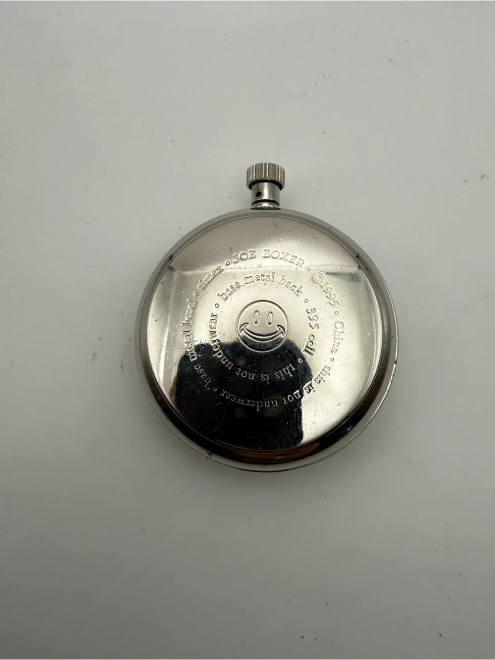 Vintage 1995 Joe Boxer Timex Smiley Face Quartz Pocket Watch (NO CLIP) 90s Y2K